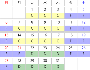 2025年07月 運賃カレンダー